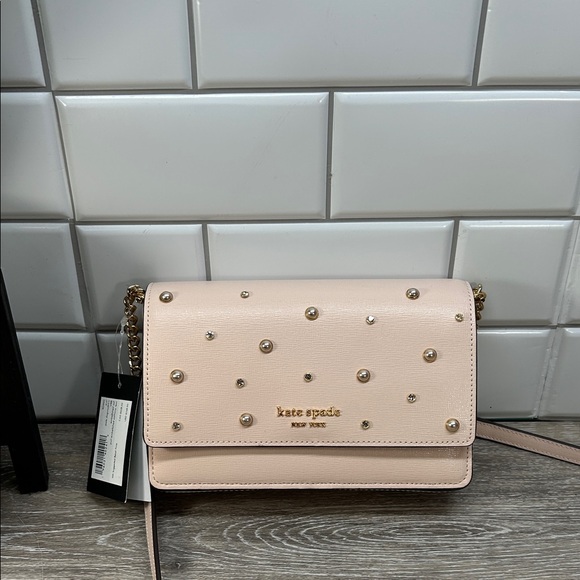0825 Kate Spade Blush Studded Crossbody Bag - Picture 1 of 11